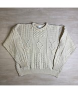 Carraig Donn Aran Sweater Men&#39;s XL Cream Cable Knit Fisherman Pure Wool ... - $1,145.05 MXN