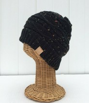 New Black Knit with Confetti Beanie Hat Slouchy Baggy Skull Cap Soft War... - £6.09 GBP