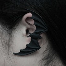 Punk Bat Earrings Ear Clip Night Club Black Animal Bat Earrings For Women Hallow - £6.77 GBP