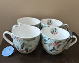 Bluebird &amp; Willow Set Of 4 Mugs New Floral Birds Designed In England - $64.99