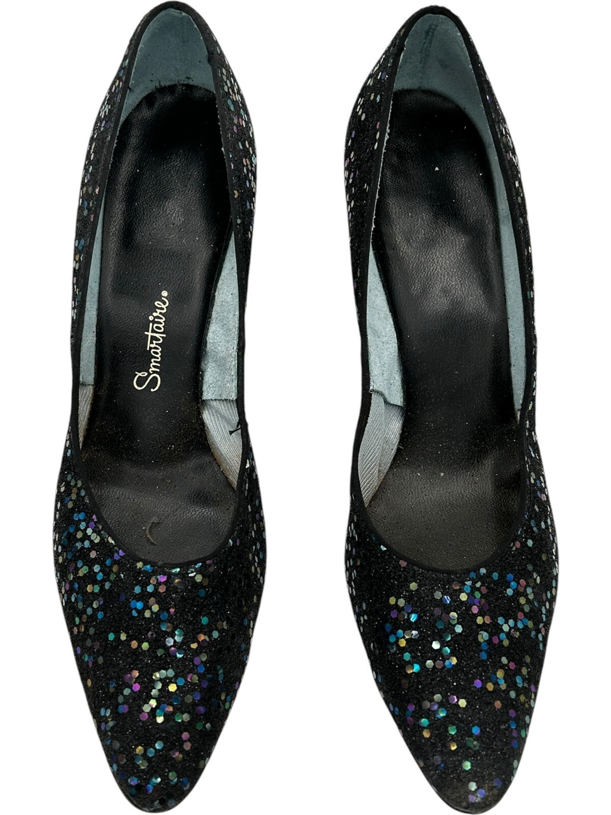 VTG Smartaire women's Black w/ Glitter Vinyl Elastomer Pumps size 8.5 Item image 3