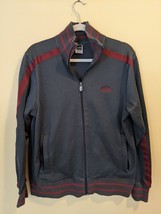 The North Face Men&#39;s Athletic Zippered Jacket Size M Gray Burgundy Stripes Logo - £22.41 GBP