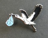 BLUE STORK CARRYING NEW BABY BOY ITS A BOY DELIVERY LAPEL PIN 1.5 INCHES - $5.74