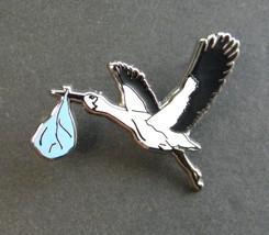 Blue Stork Carrying New Baby Boy Its A Boy Delivery Lapel Pin 1.5 Inches - £4.51 GBP