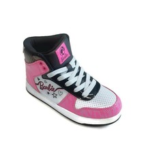 Mattel Barbie Lace Up High Top Sneakers Big Girls Size 3 Shoes Pink White Black - £47.15 GBP