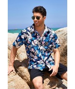 COOFANDY Mens Hawaiian Tropical Short Sleeve Button Down Floral Shirt - Size: L - £14.70 GBP