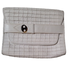 Vintage Italian Jadi-Luisa White Leather Large Clutch Purse Textured - £14.72 GBP