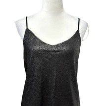 Joe Fresh Womens Camisole Cami Top Black Sleeveless Adjustable Sequin Pullover S - £9.58 GBP