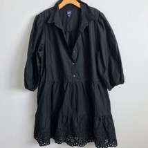 GAP Dress 2XL Black Long Sleeve Collar Neck Pullover Babydoll A Line Casual - $26.65