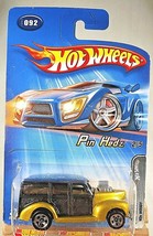 2005 Hot Wheels #92 Pin Hedz 2/5 &#39;40s WOODY Gold/Black w/Chrome 5 Spoke Wheels - £6.27 GBP