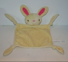 Barrons Bunny Rabbit Rattle Security Blanket Cream Plush Knotted Corner ... - $12.75