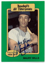 Maury Wills signed 1987 Hygrade Baseball&#39;s All-Time Greats On Card Auto- COA (Lo - £19.83 GBP