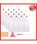 Versatile 16-Pack 4oz Squeeze Bottles with Red Caps, Funnel &amp; Stickers f... - $42.68 CAD