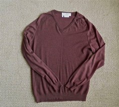 Salvatore Ferragamo Sweater Burgundy Wool &amp; Silk V-Neck Ribbed M NWOT - £148.51 GBP