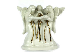 Mikasa Holiday Elegance Porcelain White Gold Trim Angel Trio 7&quot; Tall - £18.19 GBP