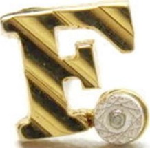 &quot;F&quot; Diamond Chip Tie Tack Necktie Lapel Hat Push Pin Gold T Chain Men Vintage - £10.07 GBP