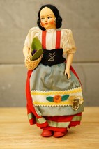 Vintage 1960&#39;s Ethnic Folk Art Italy Rome Lady Doll Cloth Molded Face &amp; Body - £19.60 GBP