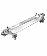Vintage Aluminum Footed Serving Tray With Bunny Rabbit Feet &amp; Floral Des... - $1,019.30 MXN