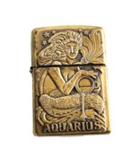 Vintage Barrett Smith Zodiac Aquarius Brass Lighter w/ Original Tin - Rare - $123.75