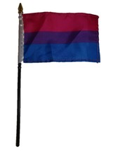 AES Gay Pride Bi Bisexual Rainbow Flag 4&quot;x6&quot; Desk Table Stick - £2.15 GBP