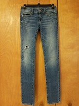 American Eagle Size 00 Skinny Stretch Jeans Womens Regular Distressed  S... - $19.99