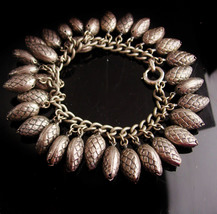 Vintage Chunky NAPIER Charm Bracelet - 8&quot; Vintage pinecone pineapple charms - co - £195.84 GBP