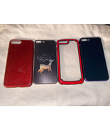 LOT of 4 IPhone 8 Plus/7 Plus Phone Cases , Red, Metallic Blue, Deer, Cl... - $7.69