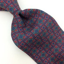 Rooster Usa Tie Red Gray Diamond Square Silk Necktie Ties I20-228 Vintage/Rare - £12.38 GBP