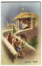 Joyeux Noel Merry Christmas Baby Jesus Manger Magi French Postcard 1952 - £9.25 GBP