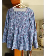 Women&#39;s Blue Floral Pajama Set (L) - £14.70 GBP