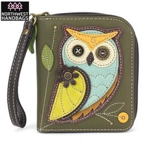 OWL BIRD ZIP AROUND WALLET WRISTLET OLIVE CHALA - $682.58 MXN