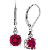 2.90ct July Birthstones 14K Gold Plated Solitaire Leverback Drop Dangle Earrings - £43.82 GBP