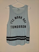 PINK Victoria&#39;s Secret Tank Women&#39;s Small Blue Workout Spell Out Graphic... - £10.85 GBP