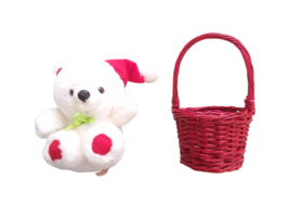 One Stop White Bear In Red Basket - £10.12 GBP