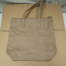 JOY &amp; IMAN Taupe Luxury Leather Tote Bag Purse with Gold Tone Accents - £23.89 GBP
