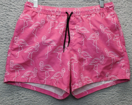 ASOS Board Shorts Men Medium Pink Swan Print Mesh Lined Elastic Waist Dr... - £13.98 GBP