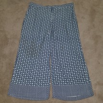 NYDJ Pull-On Cropped Pants 1X Blue Geometric Print Drawstring Elastic Ca... - £27.59 GBP