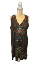 Umgee Vegan Suede Floral Embroidered Dress or Long Shirt Womens Size Medium Boho - £14.05 GBP