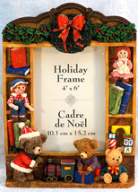 Christmas Holiday Picture Frame with Teddy Bears Dolls &amp; Books - £32.04 GBP