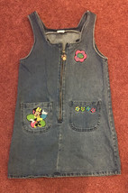 Authentic Disney World Minnie Mouse 90s Vintage Blue Denim Jumper Size 10. VGC - $24.74