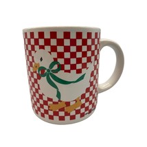 Vintage Red and White Checkered Gingham Print With Goose Duck Coffee Mug - $13.09