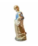 Young Girl Holding Dog Ceramic Figurine Blonde Scarf Long Skirt Beige Bl... - $221.44 MXN