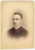 Circa 1880&#39;S Trimmed Cabinet Card Man With Mustache Hagelstein Bros New York, Ny - £9.55 GBP