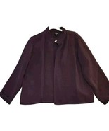 Eileen Fisher Jacket Suit Coat Blazer Size Large Purple Eggplant Texture... - $61.60 CAD