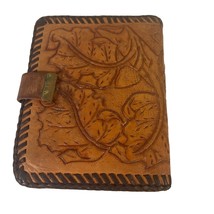 Vintage Tooled Leather Wallet with Leaf Design and DJR Monogram - £16.60 GBP
