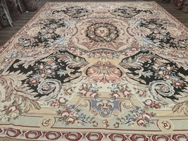 Wonderful Needlepoint Rug 10x14 Large Aubusson Carpet Floral Elegant European - $5,950.00