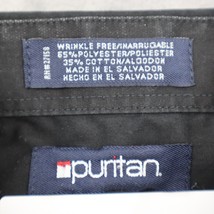 Puritan Shirt Mens L Black Dress Shirt Wrinkle Free Collar Button Up Barrel Cuff - £17.99 GBP