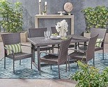 Christopher Knight Home Cain Outdoor 7 Piece Wicker Dining Set, Multibrown - $1,063.99