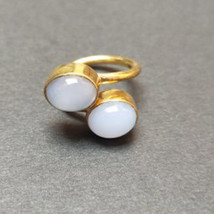 gold finish ring - opal jewelry ring - designer stone ring - nice ring - white s - £9.62 GBP