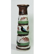 Ken Edwards Signed Pottery 10&quot; Pillar Candle Holder Birds Butterflies Me... - $24.00